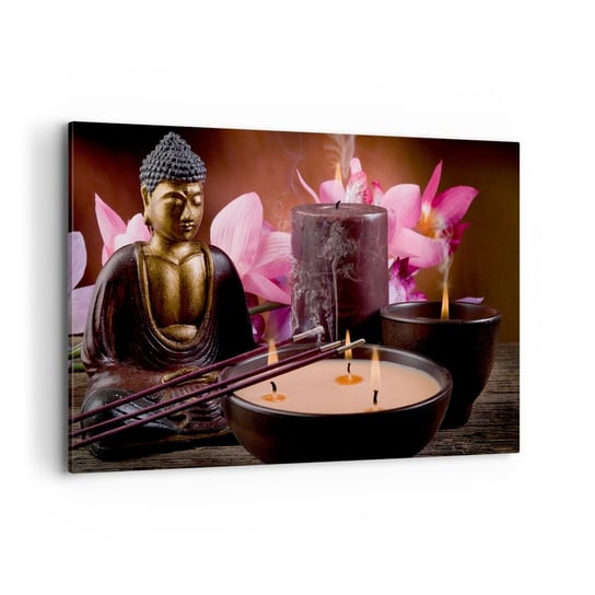 Obraz na płótnie - Oczyścić umysł, uspokoić ciało - 120x80cm - Budda Religia Kwiaty - Nowoczesny obraz na ścianę do salonu do sypialni ARTTOR ARTTOR