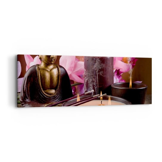 Obraz na płótnie - Oczyścić umysł, uspokoić ciało - 90x30cm - Budda Religia Kwiaty - Nowoczesny Canvas obraz do salonu do sypialni ARTTOR ARTTOR