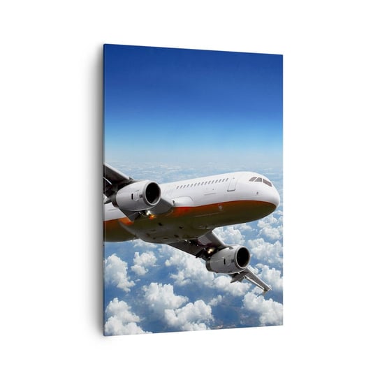 Obraz na płótnie - Oderwij się od tego wszystkiego - 70x100cm - Samolot Podróże Chmury - Nowoczesny foto obraz w ramie do salonu do sypialni ARTTOR ARTTOR