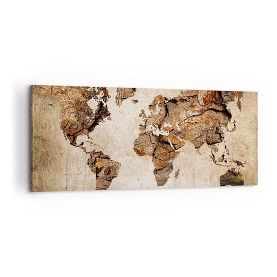 Obraz na płótnie - Odkrycie świata - 120x50cm - Mapa Świata Kontynenty Podróże - Nowoczesny obraz na ścianę do salonu do sypialni ARTTOR ARTTOR