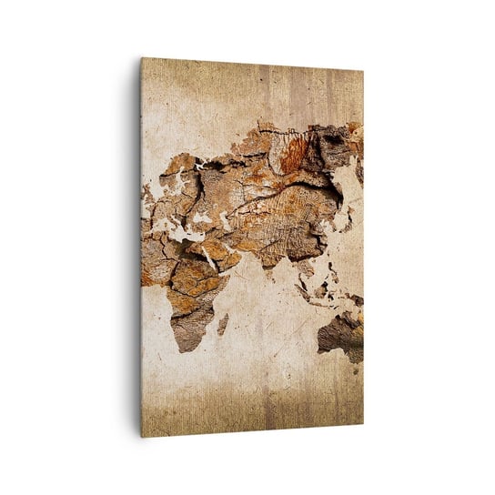 Obraz na płótnie - Odkrycie świata - 80x120cm - Mapa Świata Kontynenty Podróże - Nowoczesny obraz na ścianę do salonu do sypialni ARTTOR ARTTOR