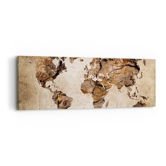 Obraz na płótnie - Odkrycie świata - 90x30cm - Mapa Świata Kontynenty Podróże - Nowoczesny Canvas obraz do salonu do sypialni ARTTOR ARTTOR