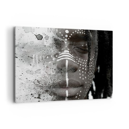 Obraz na płótnie - Odkryj pierwotnego ducha - 100x70cm - Portret Kobiety Kobieta Afroamerykanka - Nowoczesny foto obraz w ramie do salonu do sypialni ARTTOR ARTTOR