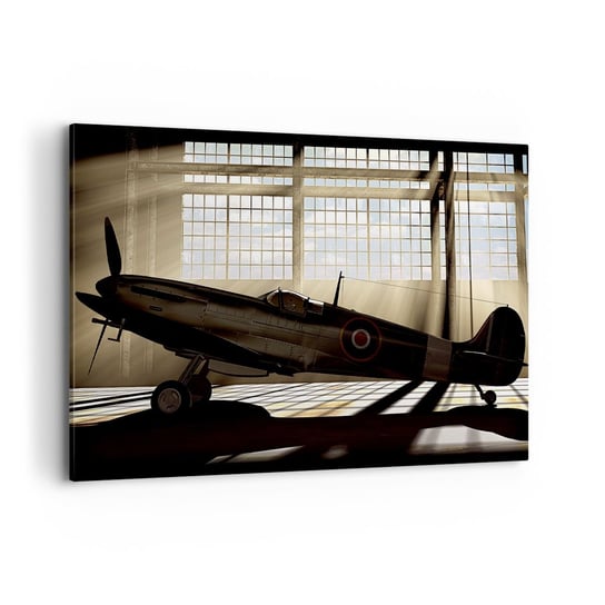 Obraz na płótnie - Odpoczynek wojownika - 100x70cm - Lotnictwo Hangar Lotniczy Samolot - Nowoczesny foto obraz w ramie do salonu do sypialni ARTTOR ARTTOR