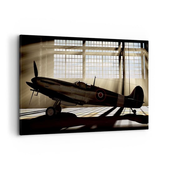 Obraz na płótnie - Odpoczynek wojownika - 120x80cm - Lotnictwo Hangar Lotniczy Samolot - Nowoczesny obraz na ścianę do salonu do sypialni ARTTOR ARTTOR