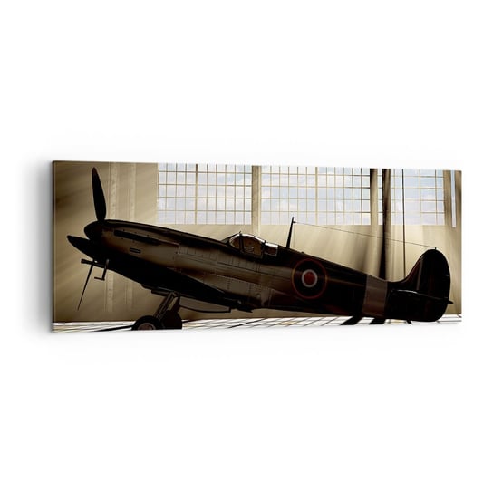 Obraz na płótnie - Odpoczynek wojownika - 140x50cm - Lotnictwo Hangar Lotniczy Samolot - Nowoczesny Canvas obraz do salonu do sypialni ARTTOR ARTTOR