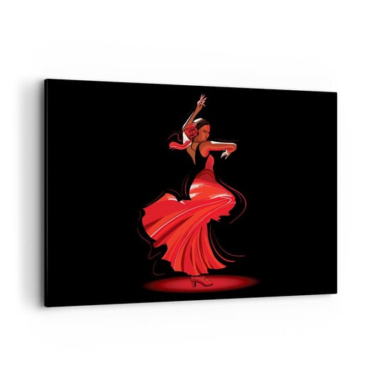 Obraz na płótnie - Ognisty duch flamenco - 100x70cm - Tancerka Flamenco Taniec - Nowoczesny foto obraz w ramie do salonu do sypialni ARTTOR ARTTOR