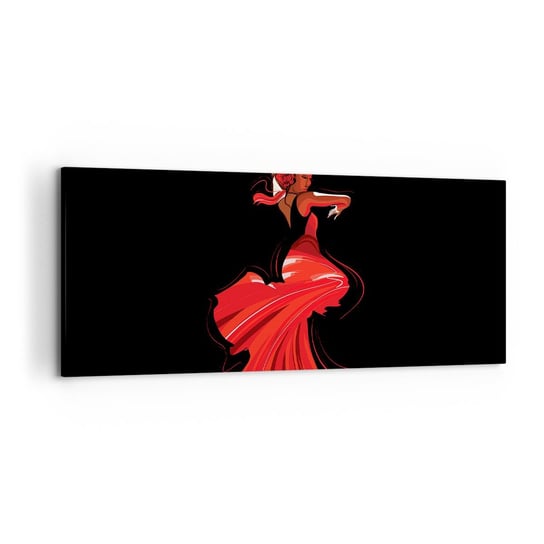 Obraz na płótnie - Ognisty duch flamenco - 120x50cm - Tancerka Flamenco Taniec - Nowoczesny obraz na ścianę do salonu do sypialni ARTTOR ARTTOR