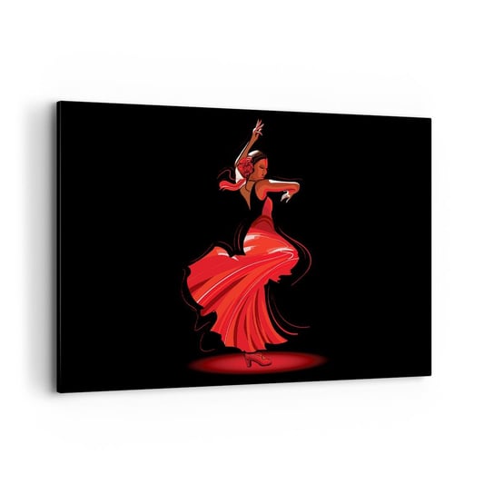 Obraz na płótnie - Ognisty duch flamenco - 120x80cm - Tancerka Flamenco Taniec - Nowoczesny obraz na ścianę do salonu do sypialni ARTTOR ARTTOR