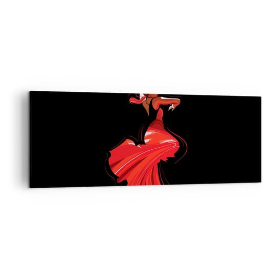 Obraz na płótnie - Ognisty duch flamenco - 140x50cm - Tancerka Flamenco Taniec - Nowoczesny Canvas obraz do salonu do sypialni ARTTOR ARTTOR