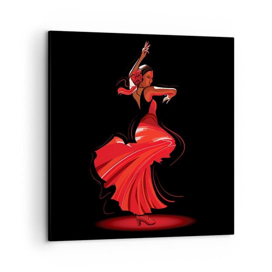 Obraz na płótnie - Ognisty duch flamenco - 50x50 cm - Obraz nowoczesny - Tancerka, Flamenco, Taniec, Sztuka, Moda - AC50x50-4121 ARTTOR
