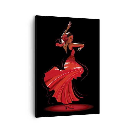 Obraz na płótnie - Ognisty duch flamenco - 50x70cm - Tancerka Flamenco Taniec - Nowoczesny Canvas obraz do salonu do sypialni ARTTOR ARTTOR