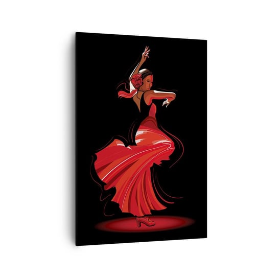 Obraz na płótnie - Ognisty duch flamenco - 70x100cm - Tancerka Flamenco Taniec - Nowoczesny foto obraz w ramie do salonu do sypialni ARTTOR ARTTOR