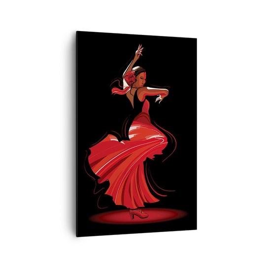 Obraz na płótnie - Ognisty duch flamenco - 80x120cm - Tancerka Flamenco Taniec - Nowoczesny obraz na ścianę do salonu do sypialni ARTTOR ARTTOR