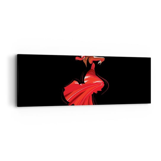Obraz na płótnie - Ognisty duch flamenco - 90x30cm - Tancerka Flamenco Taniec - Nowoczesny Canvas obraz do salonu do sypialni ARTTOR ARTTOR