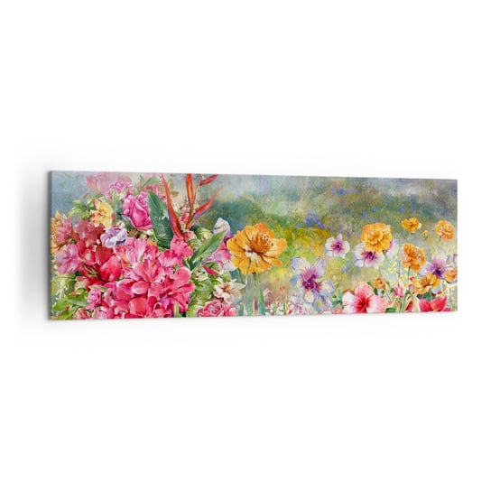Obraz na płótnie - Ogród, który oszalał - 160x50cm - Kwiaty Ogród Natura - Nowoczesny foto obraz w ramie do salonu do sypialni ARTTOR ARTTOR
