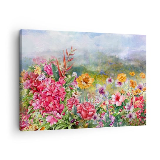 Obraz na płótnie - Ogród, który oszalał - 70x50cm - Kwiaty Ogród Natura - Nowoczesny Canvas obraz do salonu do sypialni ARTTOR ARTTOR