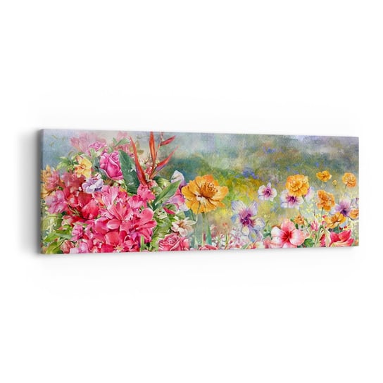Obraz na płótnie - Ogród, który oszalał - 90x30cm - Kwiaty Ogród Natura - Nowoczesny Canvas obraz do salonu do sypialni ARTTOR ARTTOR