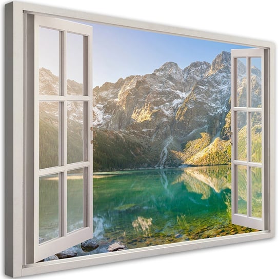 Obraz Na Płótnie, Okno Jezioro W Górach Natura - 60X40 Pozostali producenci