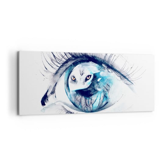 Obraz na płótnie - Oko w oko z dzikością - 120x50cm - Abstrakcja Oko Sowa - Nowoczesny obraz na ścianę do salonu do sypialni ARTTOR ARTTOR