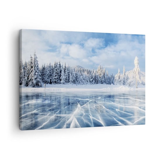 Obraz na płótnie - Olśniewający i krystaliczny widok - 70x50cm - Krajobraz Zima Jezioro - Nowoczesny Canvas obraz do salonu do sypialni ARTTOR ARTTOR