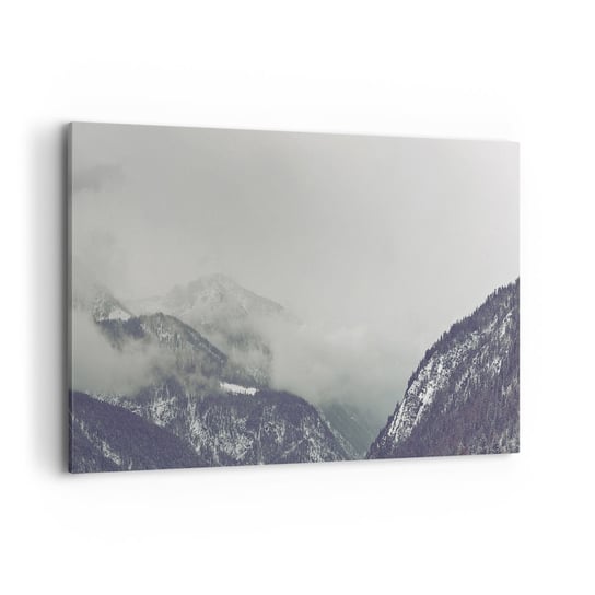 Obraz na płótnie - Omglona dolina - 120x80cm - Góry Las Krajobraz - Nowoczesny obraz na ścianę do salonu do sypialni ARTTOR ARTTOR