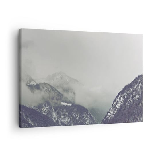Obraz na płótnie - Omglona dolina - 70x50cm - Góry Las Krajobraz - Nowoczesny Canvas obraz do salonu do sypialni ARTTOR ARTTOR