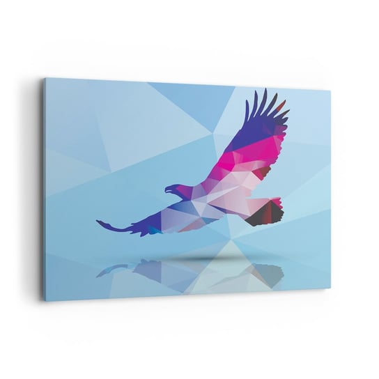 Obraz na płótnie - Orzeł w liliowym krysztale - 120x80cm - Ptak Orzeł Figura Geometryczna - Nowoczesny obraz na ścianę do salonu do sypialni ARTTOR ARTTOR