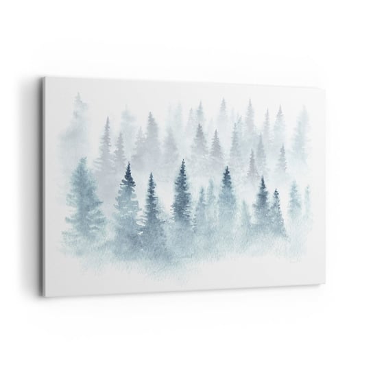 Obraz na płótnie - Otulone mgłą - 120x80cm - Krajobraz Las Świerk - Nowoczesny obraz na ścianę do salonu do sypialni ARTTOR ARTTOR