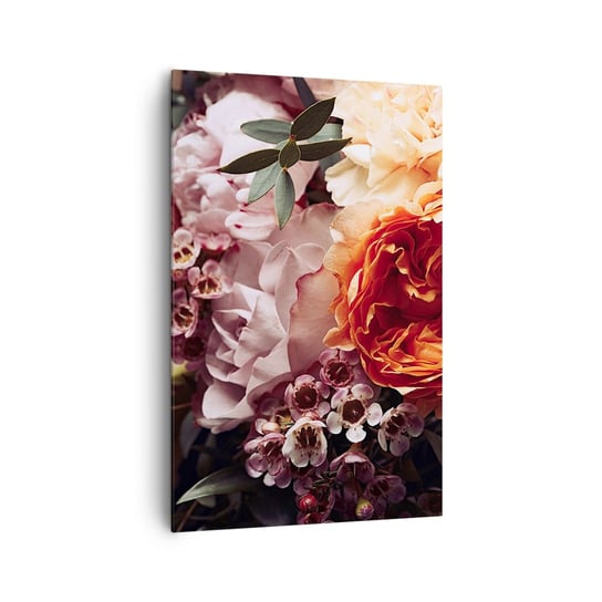 Obraz na płótnie - Otulone pięknem - 80x120cm - Kwiaty Bukiet Kwiatów Róża - Nowoczesny obraz na ścianę do salonu do sypialni ARTTOR ARTTOR