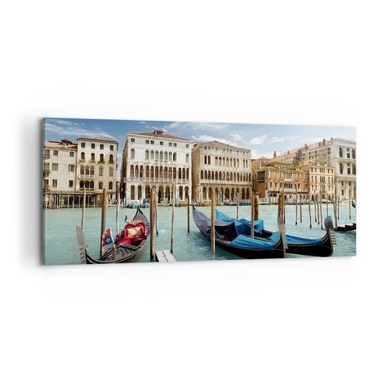 Obraz na płótnie - Pałace w błękicie - 100x40cm - Miasto Wenecja Architektura - Nowoczesny foto obraz w ramie do salonu do sypialni ARTTOR ARTTOR