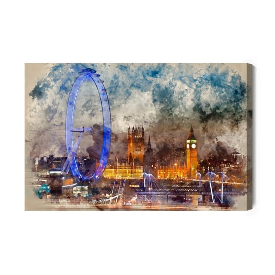 Obraz Na Płótnie Panorama Londynu Malowana Akwarelą 40x30 NC Inna marka
