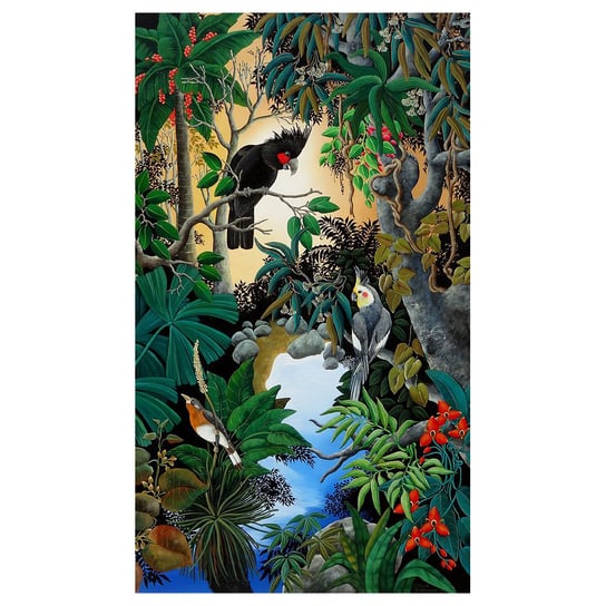 Obraz Na Płótnie - Papugi Na Rzece - Dekoracje Ścienne - 40X70Cm Legendarte