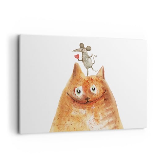 Obraz na płótnie - Paradoksy miłości - 120x80cm - Dla Dzieci Mysz Kot - Nowoczesny obraz na ścianę do salonu do sypialni ARTTOR ARTTOR