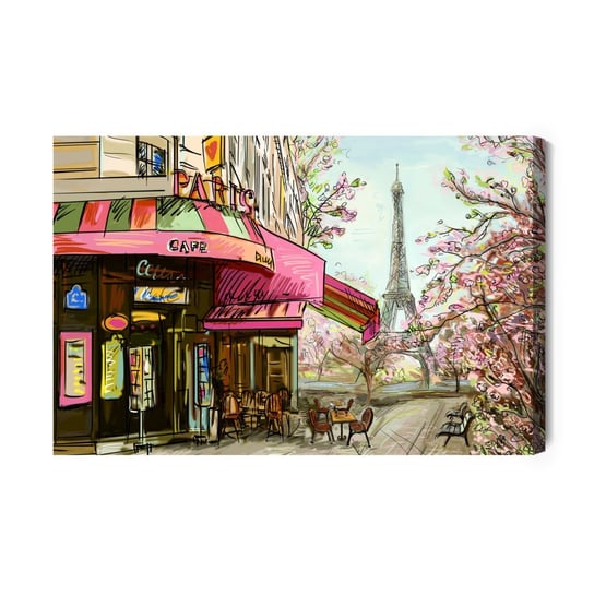 Obraz Na Płótnie Paryska Kawiarenka Jak Narysowana 100x70 Inna marka