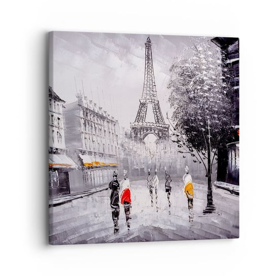 Obraz na płótnie - Paryska przechadzka - 30x30 cm - Obraz nowoczesny - Miasto, Paryż, Wieża Eiffla, Sztuka, Malarstwo - AC30x30-2961 ARTTOR