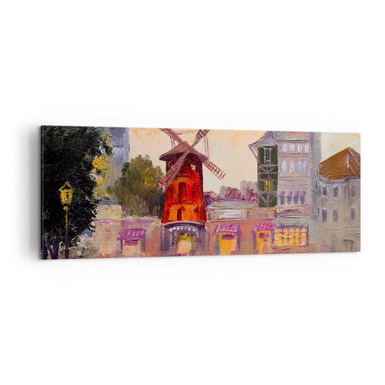 Obraz na płótnie - Paryskie ikony – Moulin Rouge - 140x50cm - Paryż Wiatrak Moulin Rouge - Nowoczesny Canvas obraz do salonu do sypialni ARTTOR ARTTOR
