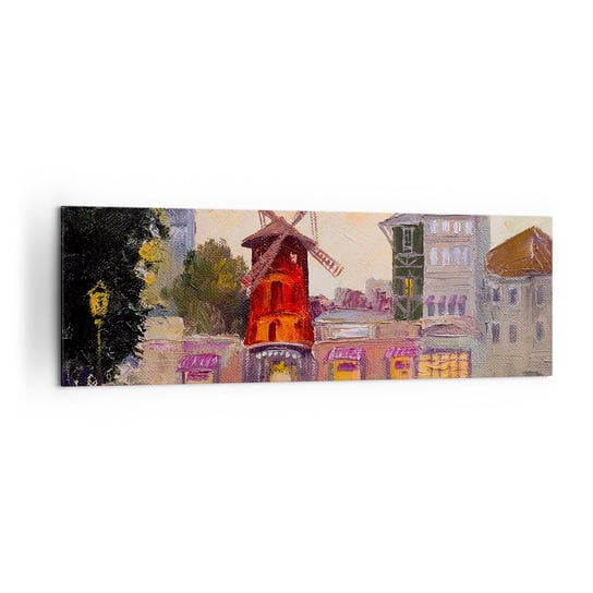 Obraz na płótnie - Paryskie ikony – Moulin Rouge - 160x50cm - Paryż Wiatrak Moulin Rouge - Nowoczesny foto obraz w ramie do salonu do sypialni ARTTOR ARTTOR