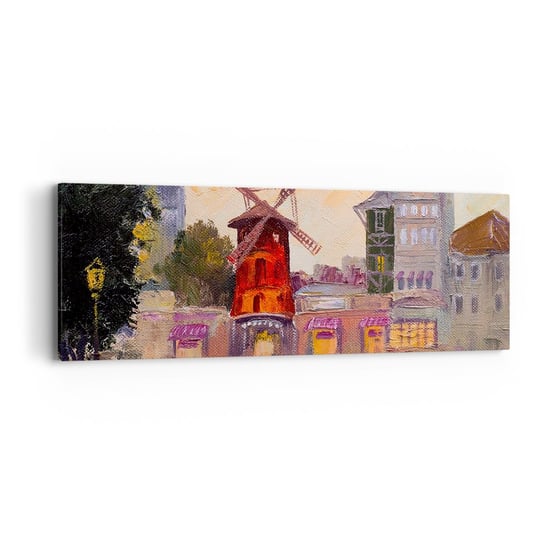 Obraz na płótnie - Paryskie ikony – Moulin Rouge - 90x30cm - Paryż Wiatrak Moulin Rouge - Nowoczesny Canvas obraz do salonu do sypialni ARTTOR ARTTOR