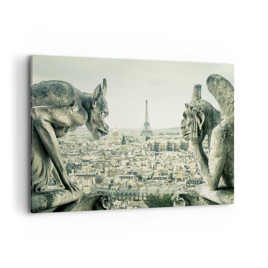 Obraz na płótnie - Paryskie pogaduchy - 120x80cm - Miasto Paryż Katedra Notre-Dame - Nowoczesny obraz na ścianę do salonu do sypialni ARTTOR ARTTOR