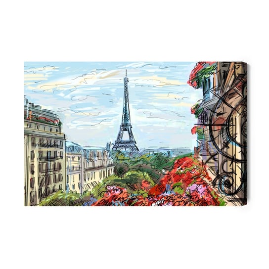 Obraz Na Płótnie Paryż Jak Narysowany 120x80 NC Inna marka