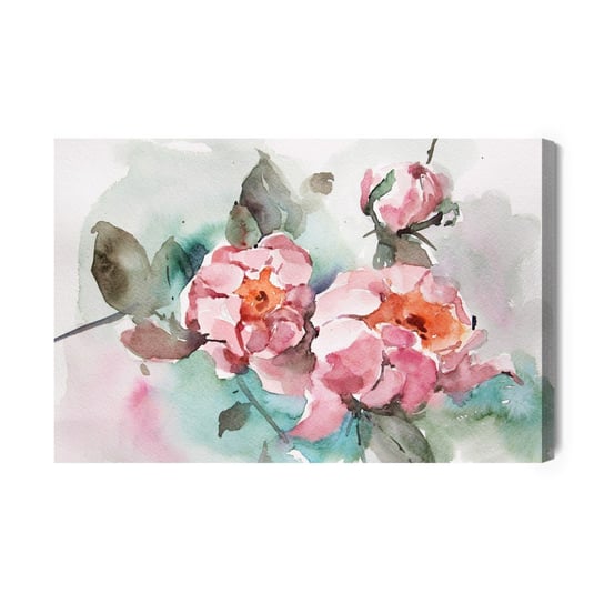 Obraz Na Płótnie Pastelowe Róże I Liście Malowane Akwarelą 30x20 NC Inna marka