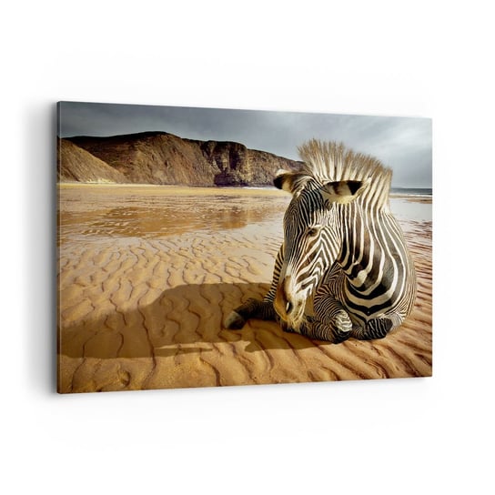 Obraz na płótnie - Pasujemy do siebie - 120x80cm - Zebra Zwierzęta Krajobraz - Nowoczesny obraz na ścianę do salonu do sypialni ARTTOR ARTTOR