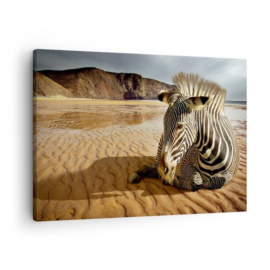 Obraz na płótnie - Pasujemy do siebie - 70x50cm - Zebra Zwierzęta Krajobraz - Nowoczesny Canvas obraz do salonu do sypialni ARTTOR ARTTOR