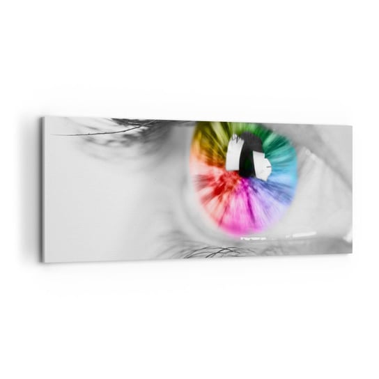 Obraz na płótnie - Patrzeć na świat kolorowo - 100x40cm - Abstrakcja Kolorowe Oko 3D - Nowoczesny foto obraz w ramie do salonu do sypialni ARTTOR ARTTOR