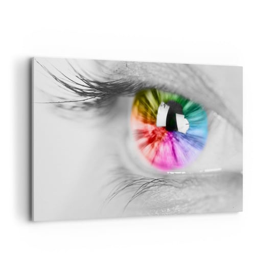 Obraz na płótnie - Patrzeć na świat kolorowo - 100x70cm - Abstrakcja Kolorowe Oko 3D - Nowoczesny foto obraz w ramie do salonu do sypialni ARTTOR ARTTOR