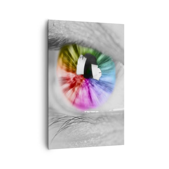 Obraz na płótnie - Patrzeć na świat kolorowo - 80x120cm - Abstrakcja Kolorowe Oko 3D - Nowoczesny obraz na ścianę do salonu do sypialni ARTTOR ARTTOR