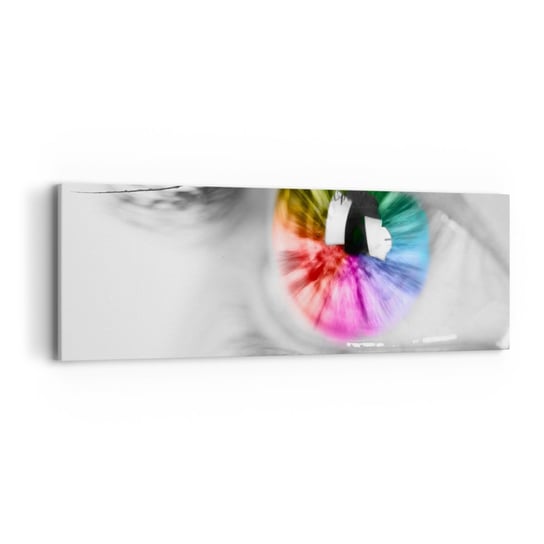 Obraz na płótnie - Patrzeć na świat kolorowo - 90x30cm - Abstrakcja Kolorowe Oko 3D - Nowoczesny Canvas obraz do salonu do sypialni ARTTOR ARTTOR
