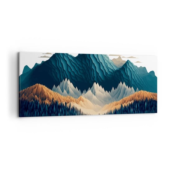 Obraz na płótnie - Pejzaż górski doskonały - 120x50cm - 3D Góry Ostre - Nowoczesny obraz na ścianę do salonu do sypialni ARTTOR ARTTOR