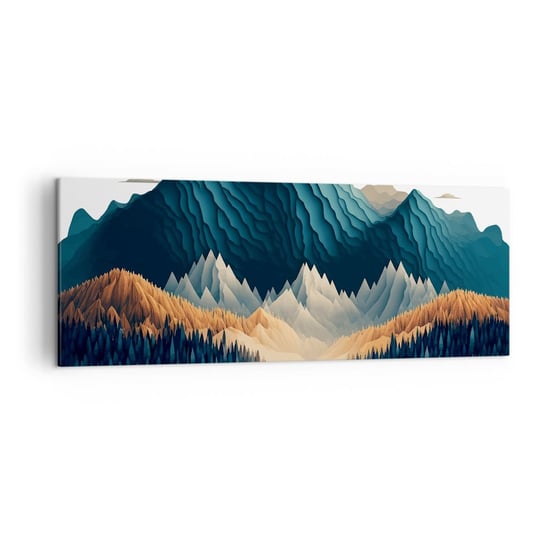 Obraz na płótnie - Pejzaż górski doskonały - 140x50cm - 3D Góry Ostre - Nowoczesny Canvas obraz do salonu do sypialni ARTTOR ARTTOR